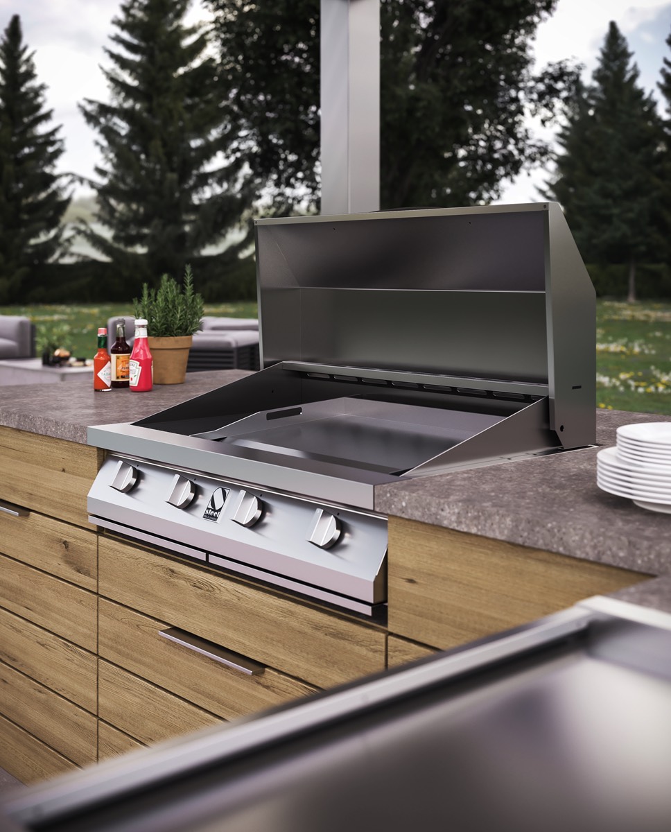 Grilltop mit XXL-Grillplatte aus massivem Edelstahl